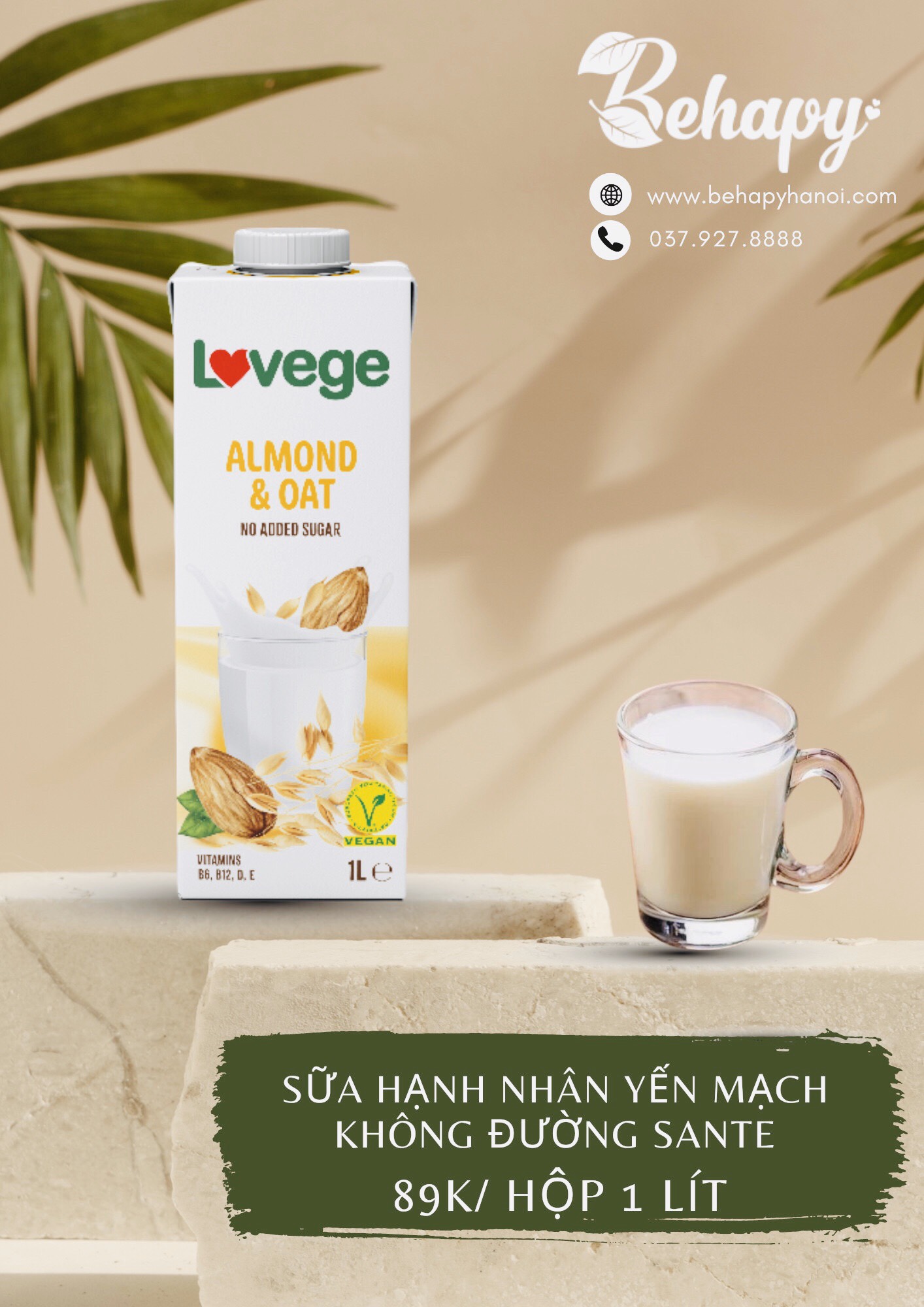 Sữa hạnh nhân yến mạch không đường Sante