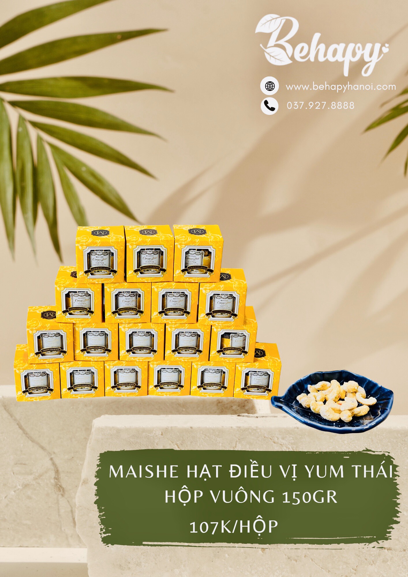 Maishe Hạt Điều Vị Yum Thái Hộp Vuông 150gr
