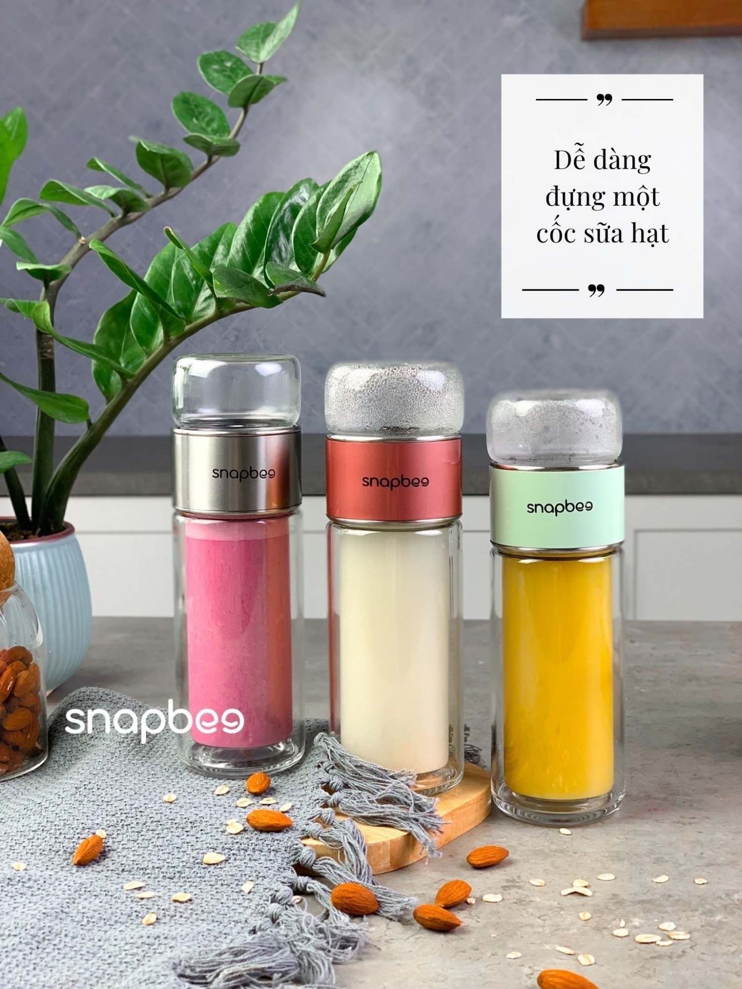 Bình thủy tinh 2 lớp có lọc Snapbee