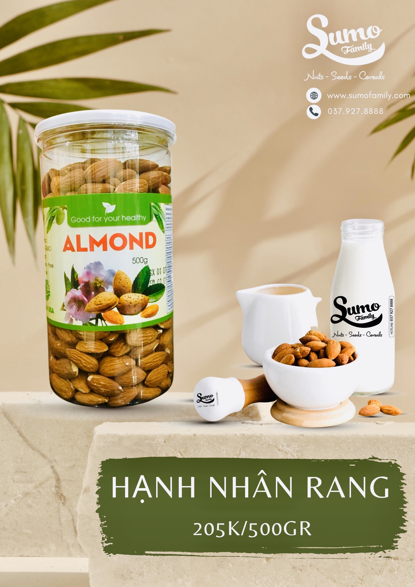 Hạnh nhân tách vỏ rang Mỹ 500g