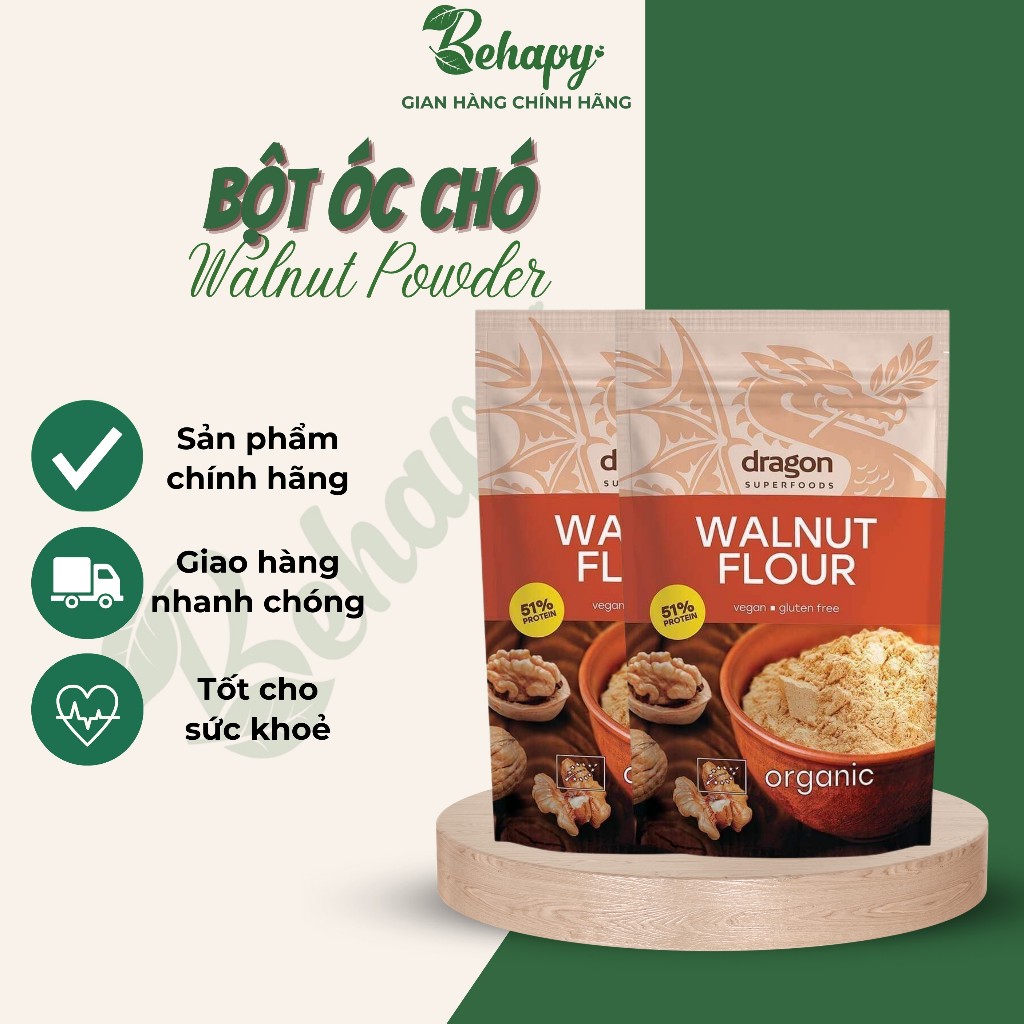 Bột Óc Chó Hữu Cơ 51% Protein 200gr Dragon Superfood