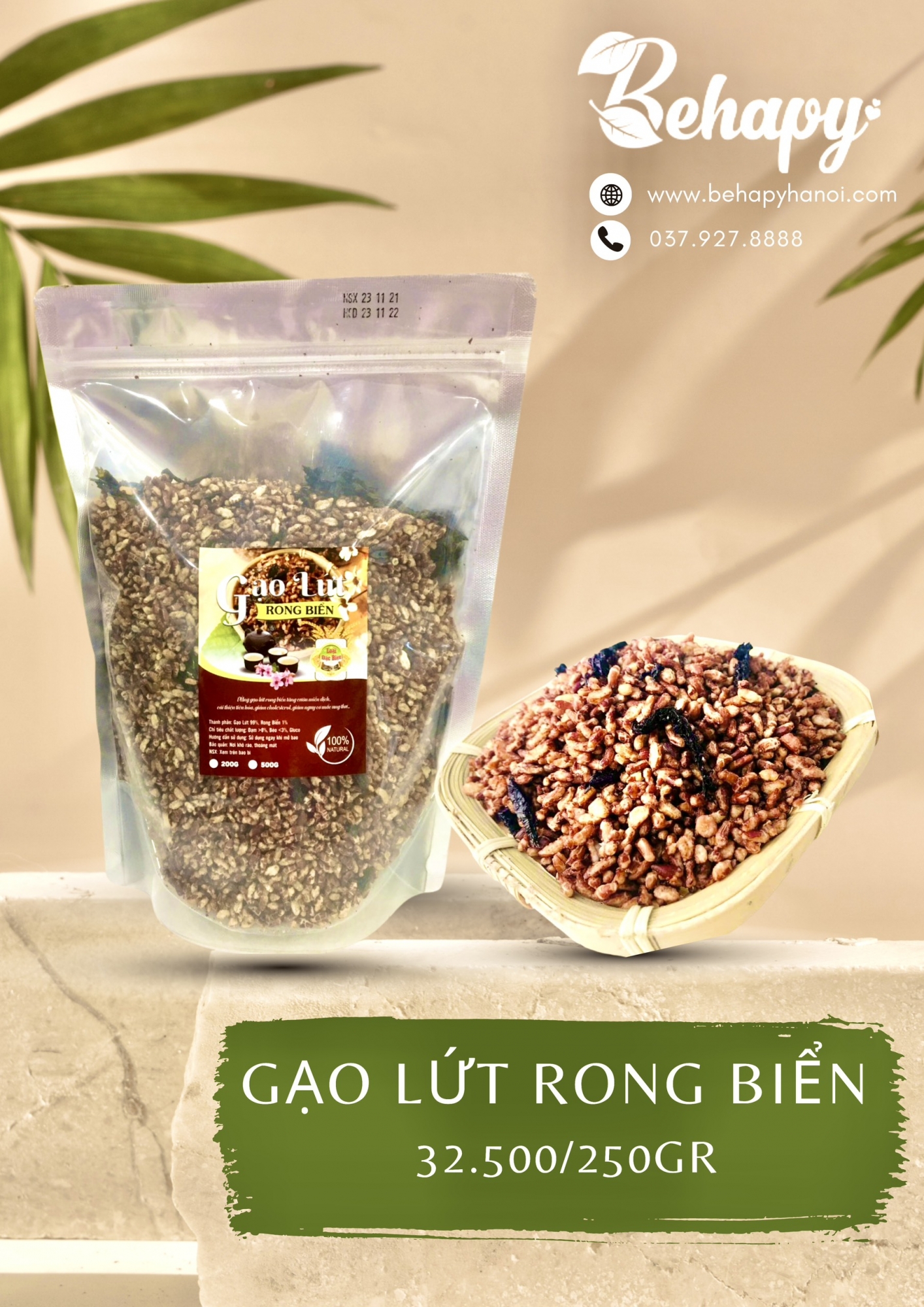 Cốm gạo lứt rong biển 250gr