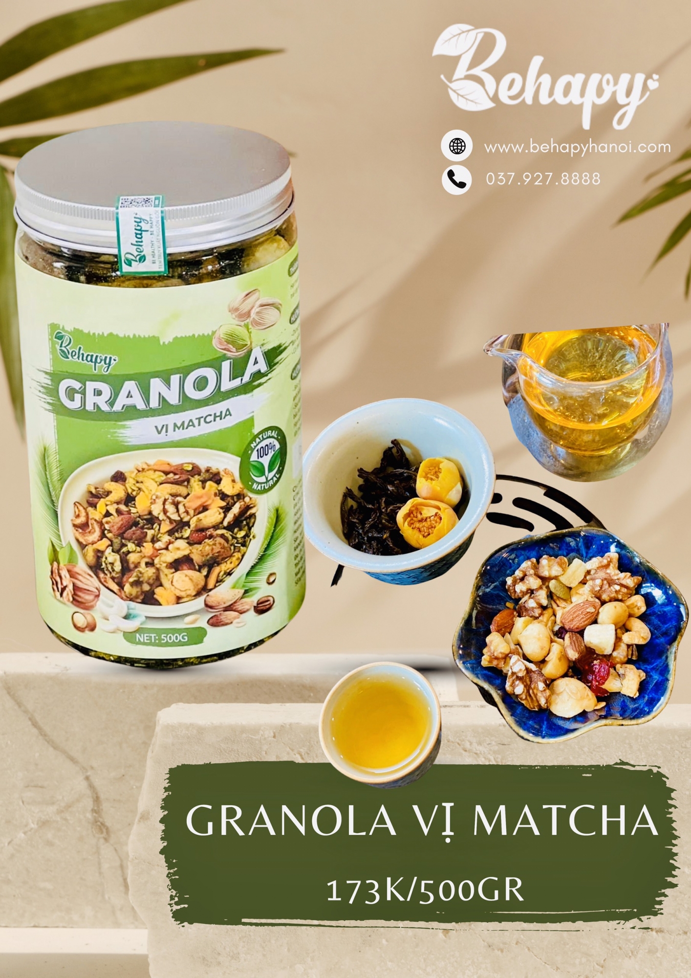 Granola Vị Matcha – Hũ 500gr