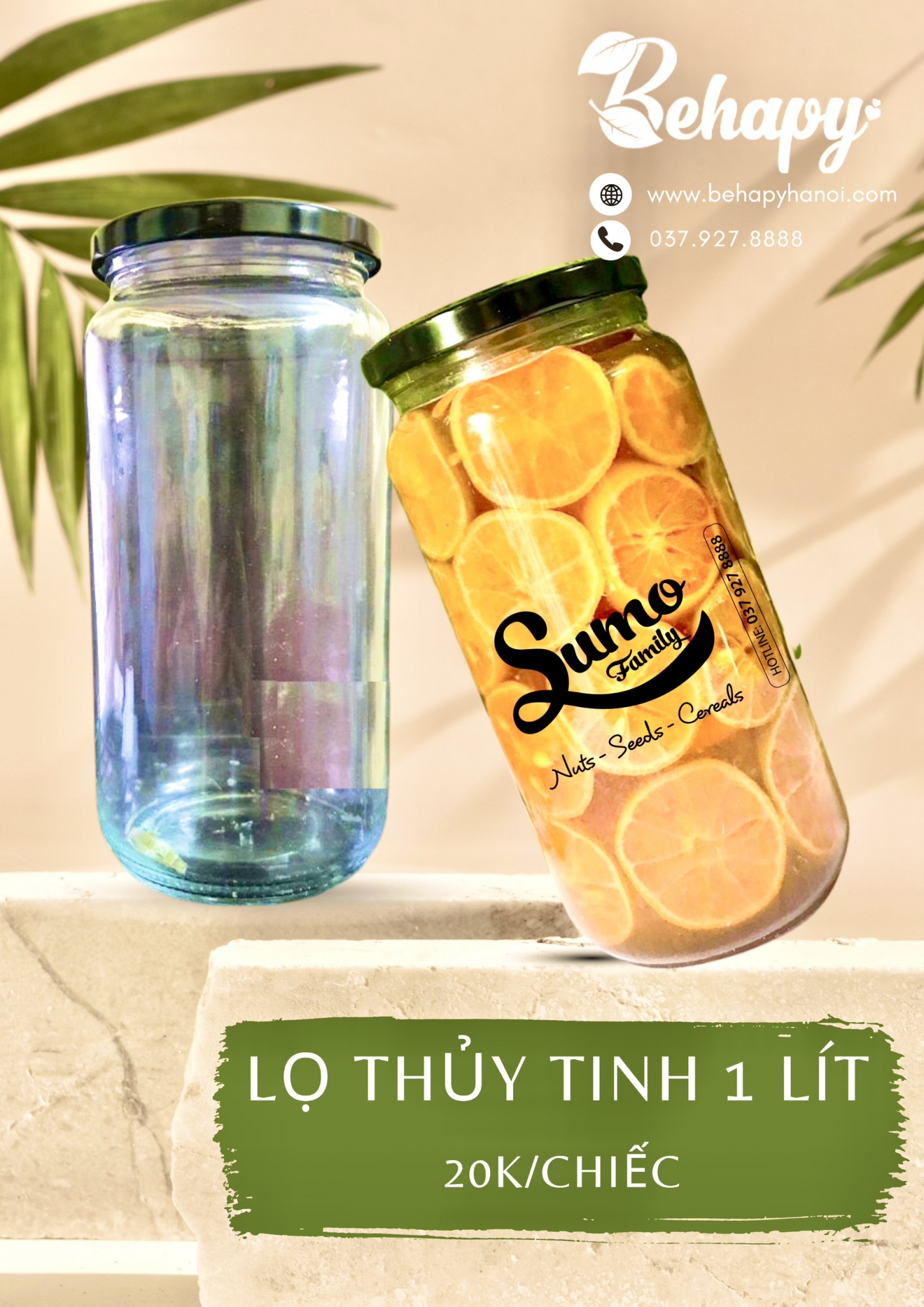 Bình thủy tinh 1 lít