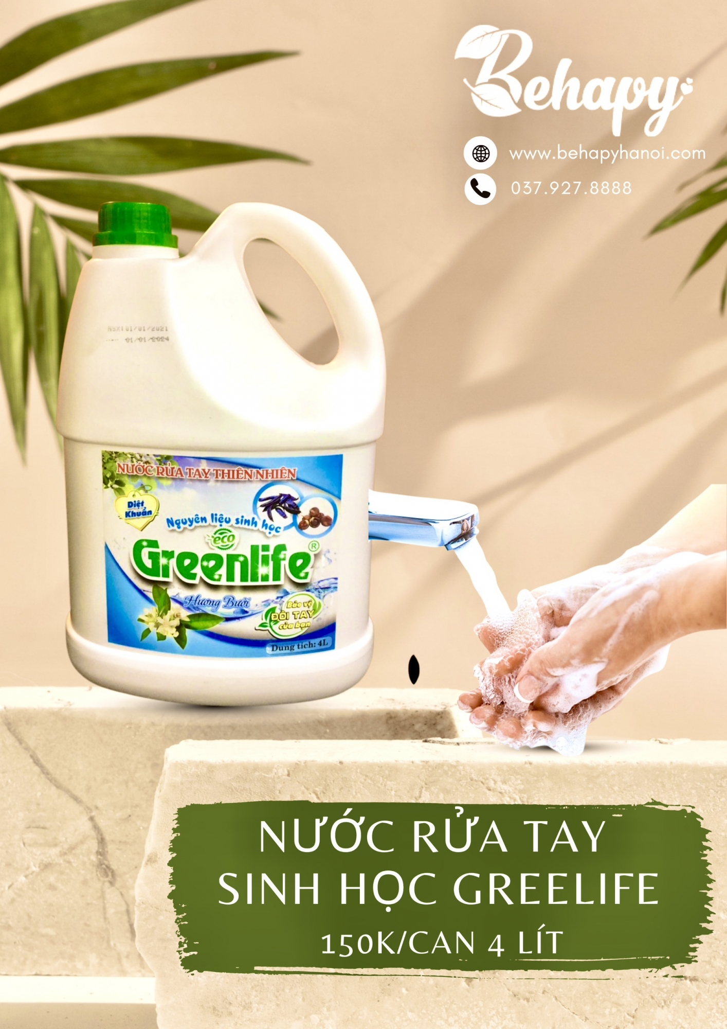 Nước rửa tay sinh học Greenlife 4 lít